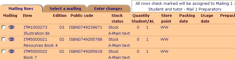 CS111 showing items not allocated to a mailing